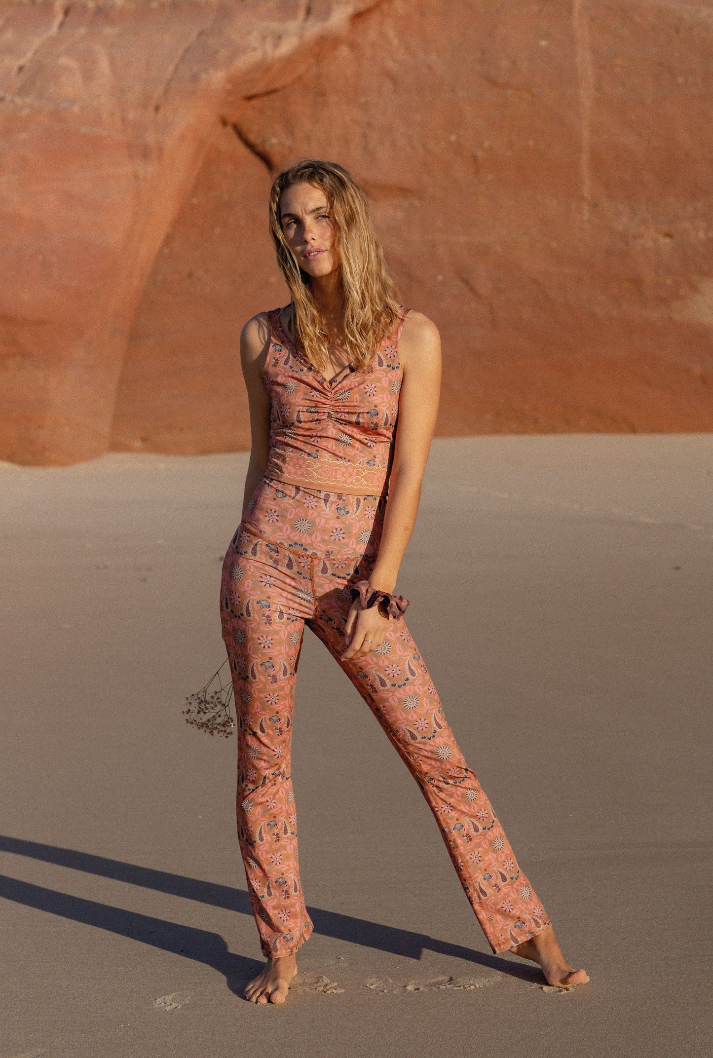 Legging flare Azulejos flowers
