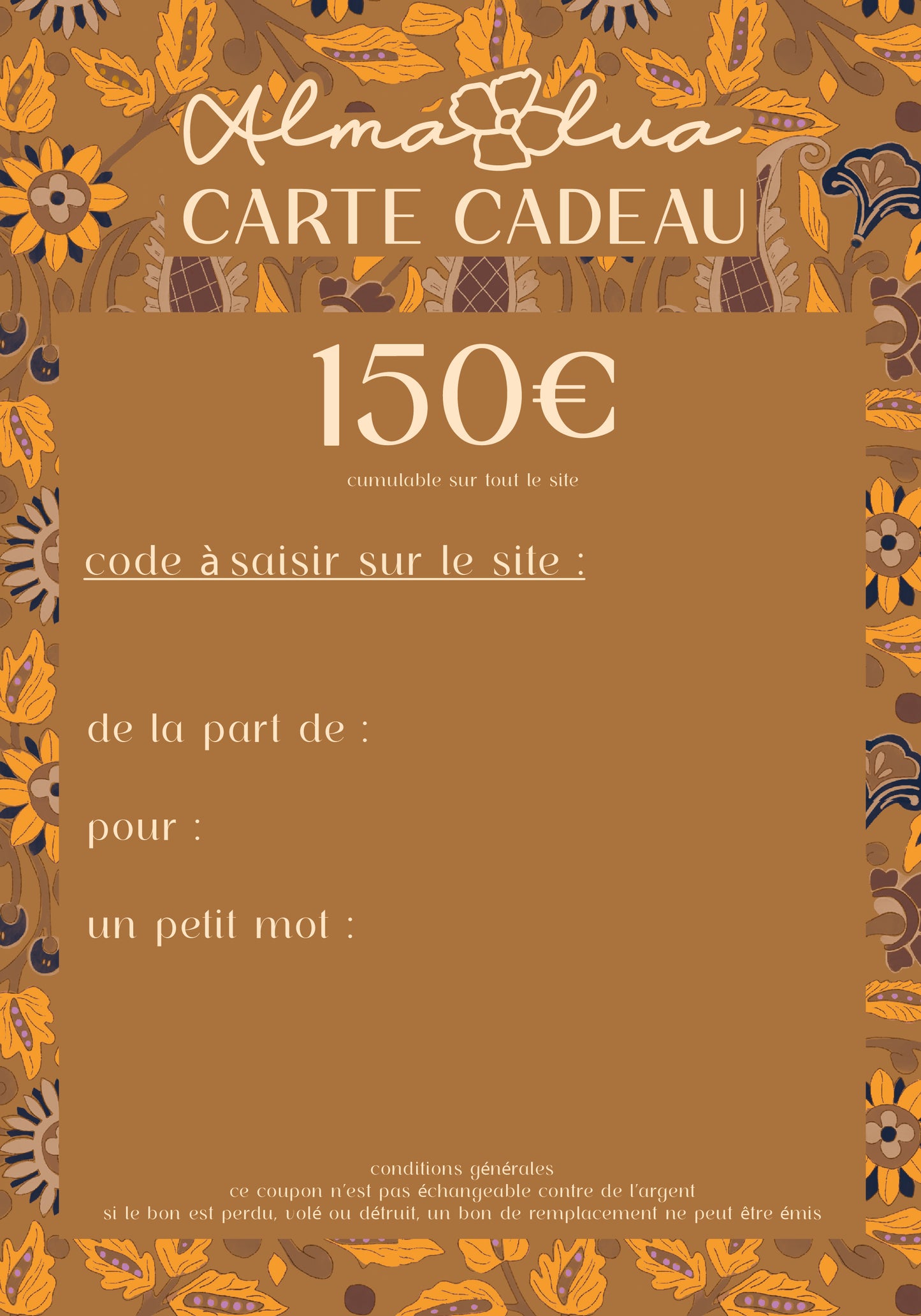 Carte-cadeau Alma lua : tapis, vêtements et accessoires de yoga fleuris et colorés